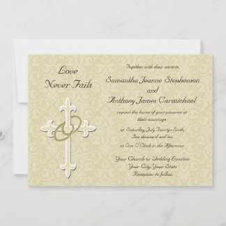 Golden Rings Christian Wedding Invitations