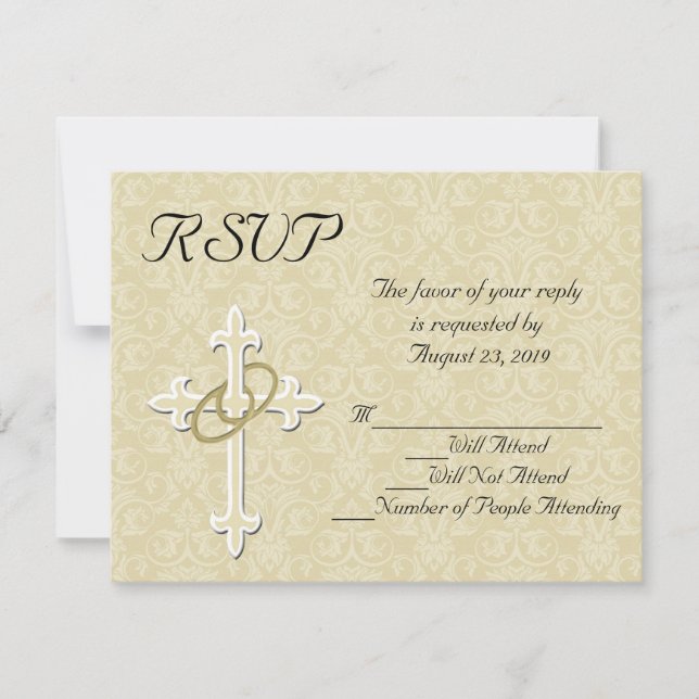 Golden Rings Christian Wedding RSVP Card (Front)