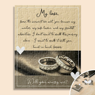 Golden Rings Marriage Proposal Will You Marry Me Jigsaw Puzzle