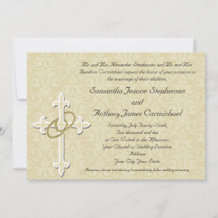 Golden Rings with Cross, Elegant Christian Love Invitation