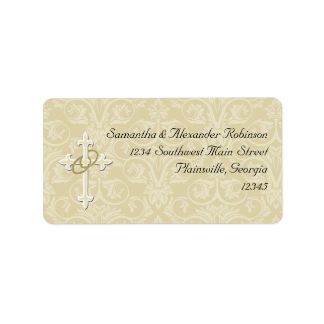 Golden Rings with Cross, Elegant Christian Love Label (Front)