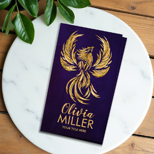 Golden Rising Phoenix Bird  Business Card