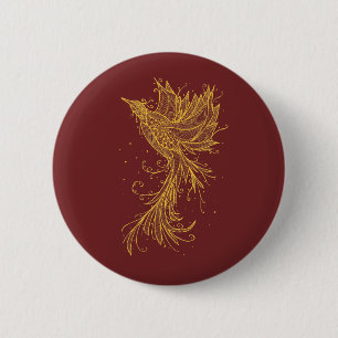 Golden Rising Phoenix Red Button