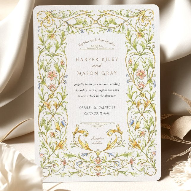 Golden Rococo Vine Wedding Invitation (Creator Uploaded)