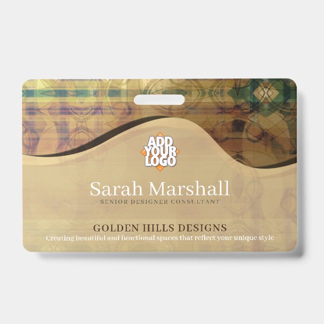 Golden Rolling Hills Name Tag ID Badge (Front)