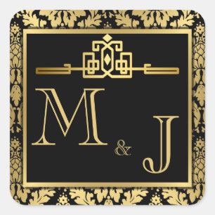 Golden Romance Art Deco Envelope Seal