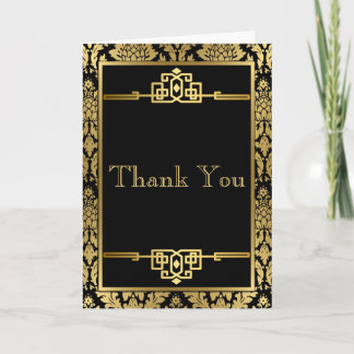 Golden RomanceArt DecoThank You Note Card