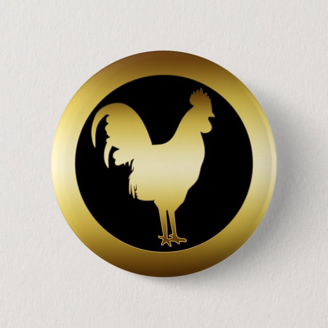 GOLDEN ROOSTER 6 CM ROUND BADGE (Front)