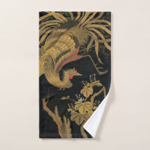 Golden Rooster Bird Japanese Classic Antique Bath Towel Set