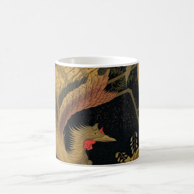 Golden Rooster Bird Japanese Classic Antique Coffee Mug (Center)