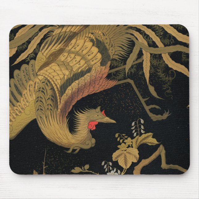 Golden Rooster Bird Japanese Classic Antique Mouse Pad (Front)