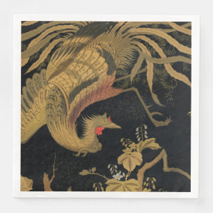 Golden Rooster Bird Japanese Classic Antique Napkin