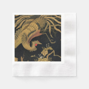 Golden Rooster Bird Japanese Classic Antique Napkin