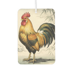 Golden rooster Japanese art Car Air Freshener