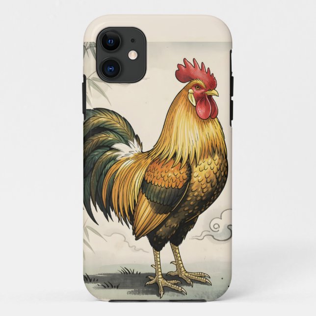 Golden rooster Japanese art Case-Mate iPhone Case (Back)