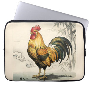Golden rooster Japanese art Laptop Sleeve
