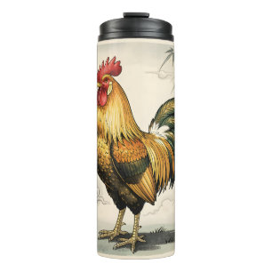 Golden rooster Japanese art Thermal Tumbler