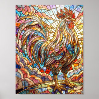 Golden Rooster of Light Crowing mosaic  Poster