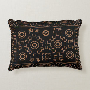Golden Roots: Black & Tribal Moroccan Elegance Decorative Cushion