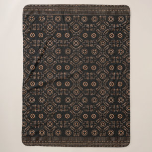 Golden Roots: Black & Tribal Moroccan Elegance Sherpa Blanket