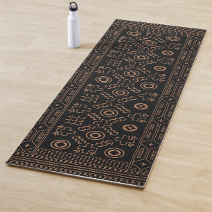 Golden Roots: Black & Tribal Moroccan Elegance Yoga Mat
