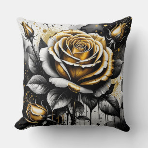 Golden Rose Abstract Cushion
