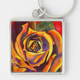 Golden Rose Art Key Ring