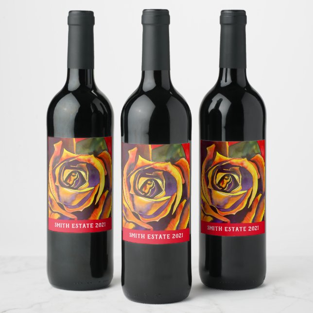 Golden Rose Art Wine Label (Bottles)