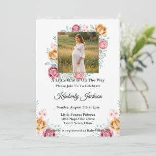 Golden Rose Baby Shower Invitation