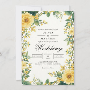 Golden Rose Botanical Archway Wedding Invitation