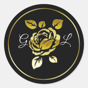 Golden rose classic round sticker