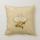 Golden Rose Damask 50th Wedding Anniversary Pillow<br><div class="desc">Beautiful gold rose beneath. Customise the name and date text. Back of pillow has matching pattern. Matching items in my store.</div>