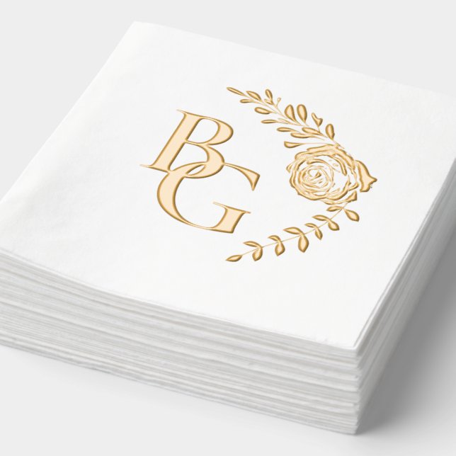 golden rose design wedding foil napkins (Detail)
