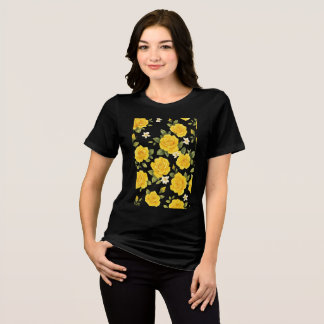 Golden Rose Elegance on Black Tri-Blend Shirt