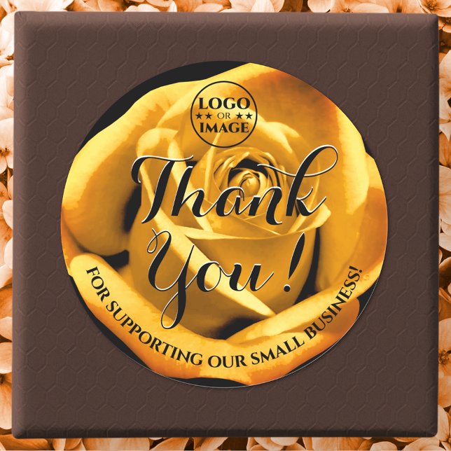 Golden Rose Flower Gold Thank You Labels Logo (Creator Uploaded)