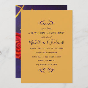 Golden Rose Gift 50th Wedding Anniversary invite