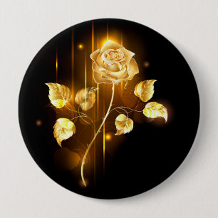 Golden rose ( gold rose ) 10 cm round badge