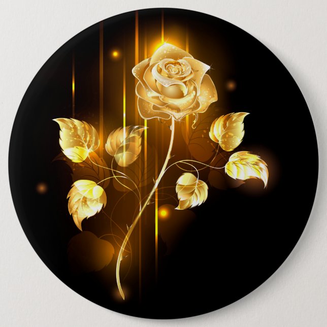 Golden rose ( gold rose ) 6 cm round badge (Front)