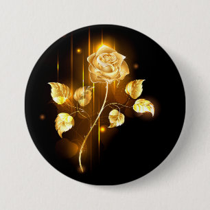 Golden rose ( gold rose ) 7.5 cm round badge