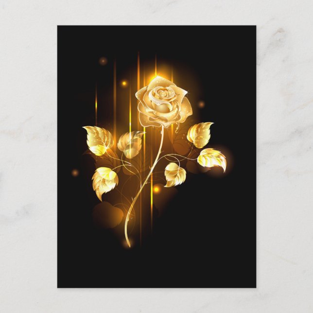 Golden rose ( gold rose ) announcement postcard (Front)