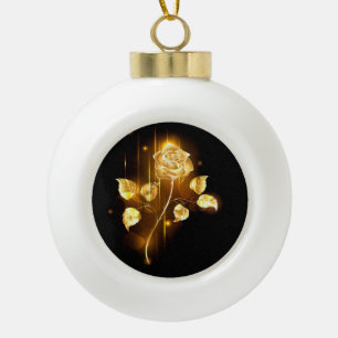 Golden rose ( gold rose ) ceramic ball christmas ornament