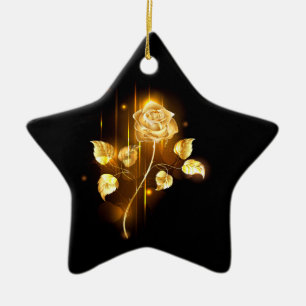 Golden rose ( gold rose ) ceramic ornament