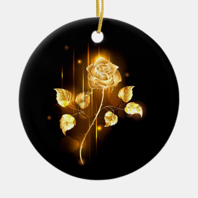 Golden rose ( gold rose ) ceramic ornament (Front)