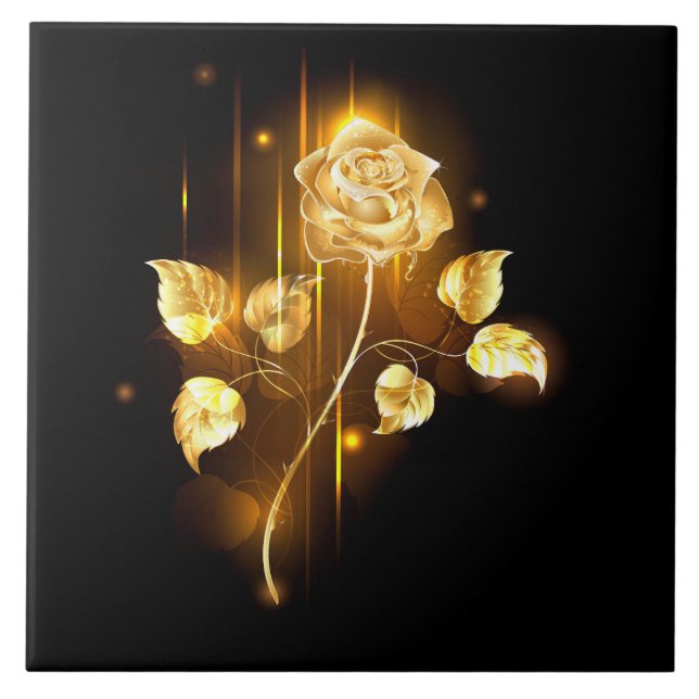 Golden rose ( gold rose ) ceramic tile (Front)