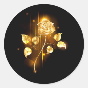 Golden rose ( gold rose ) classic round sticker
