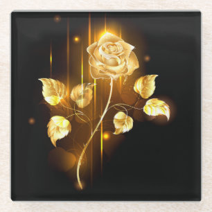 Golden rose ( gold rose ) glass coaster