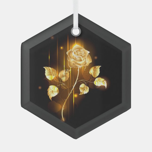 Golden rose ( gold rose ) glass tree decoration (Front)