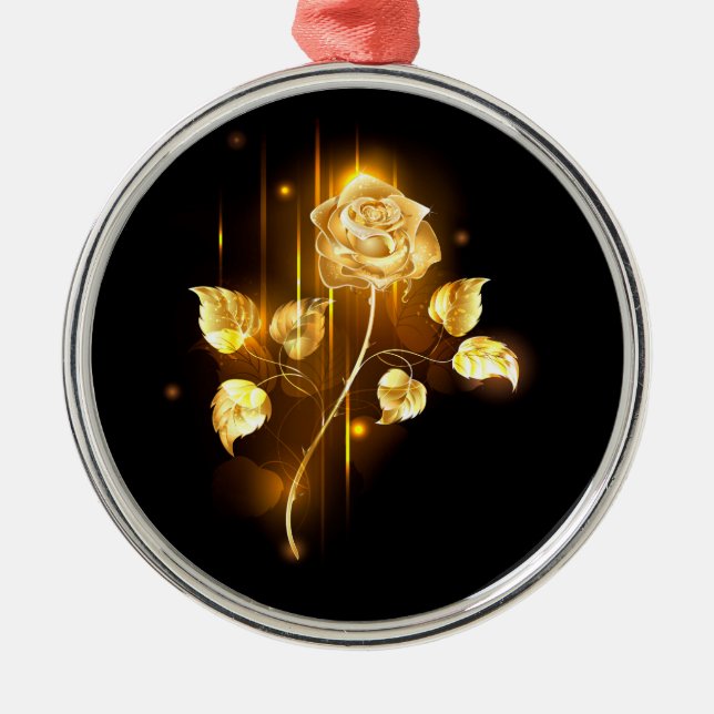 Golden rose ( gold rose ) metal ornament (Front)
