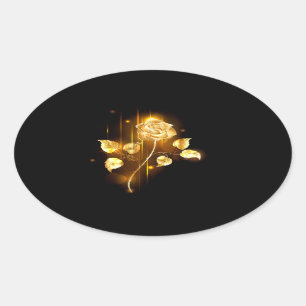 Golden rose ( gold rose ) oval sticker