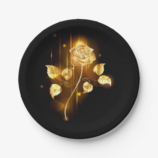 Golden rose ( gold rose ) paper plate (Front)